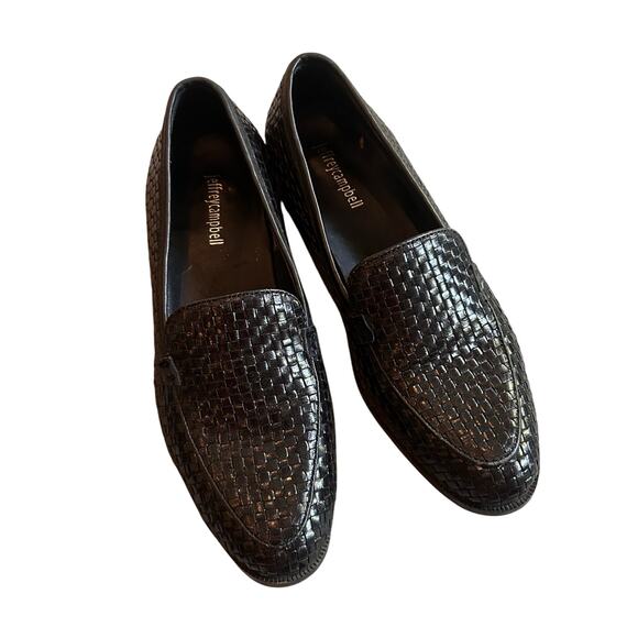 Jeffrey Campbell Black Woven Leather Loafers Sise Womens 8 - Picture 2 of 8